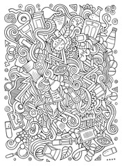 Fototapeta premium Cartoon cute doodles hand drawn Medical illustration