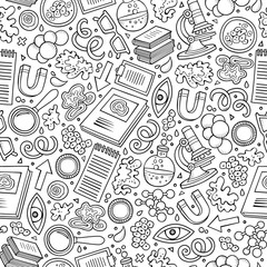 Cartoon cute hand drawn Science seamless pattern