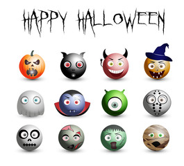 Cute Halloween icons set. Vector illustration.
