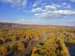 autumn landscape top view.