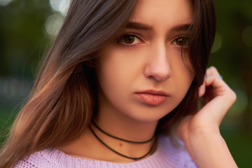 Naklejka premium Shame and shyness facial expression. Shy girl
