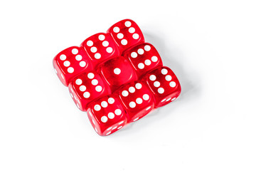 concept luck - dice gambling on white background