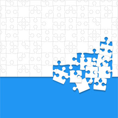 Some White Puzzles Pieces Blue - Vector Jigsaw