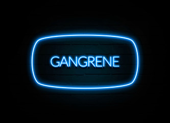 Gangrene  - colorful Neon Sign on brickwall