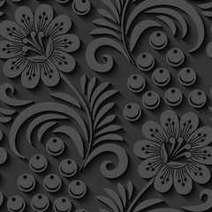 Elegant 3d seamless floral pattern. Vector Illustration