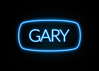 Gary  - colorful Neon Sign on brickwall