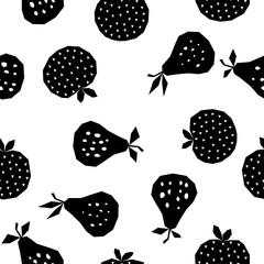 Abstract apple and pear seamless pattern background. 