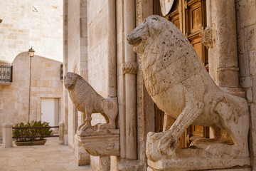 Basilica Cathedral of Conversano Puglia Italy - Lions near the entrance