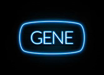 Gene  - colorful Neon Sign on brickwall