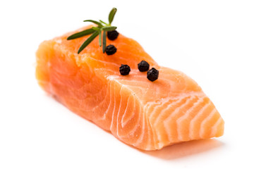 fresh raw salmon isolate on white