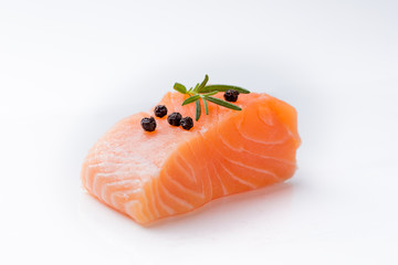 fresh raw salmon isolate on white