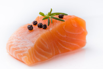 fresh raw salmon isolate on white