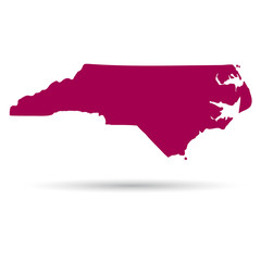 Map of the U.S. state of North Carolina on a white background