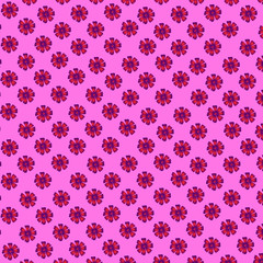 Цветочный паттерн: розово-фиолетовые мелкие цветы космеи на розовом фоне - красивый летний нежный принт.