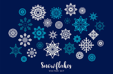 Vector set of snowflakes. Design element.