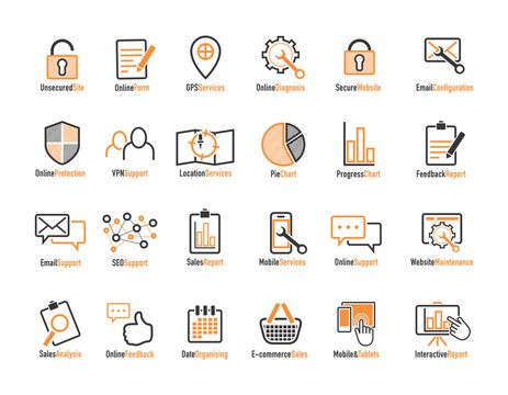 online web icon and business icon set