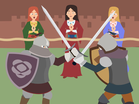 knight tournament vector cartoon