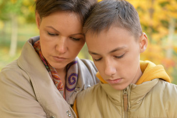 Fototapeta premium sad mother and son 