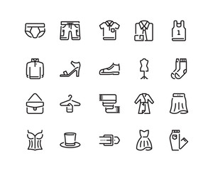 20 Clothing outline style icons