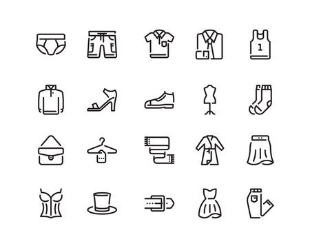 20 Clothing outline style icons