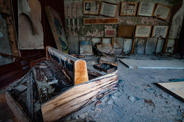 Piano in abandoned school