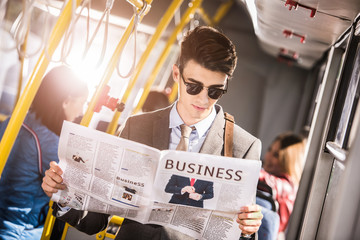 young businessman in bus