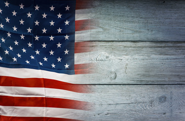 Obraz premium American flag on wooden background, USA flag
