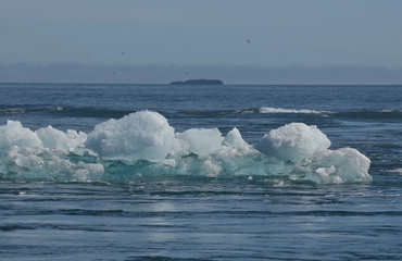 Beautiful photo of icebergs and the waters of the lagoon