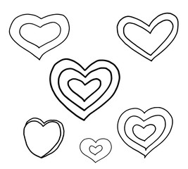 Hand drawn hearts. Design elements for Christmas and Valentine's day.