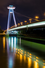 Fototapeta na wymiar Brücke des slowakischen Nationalaufstandes Most SNP an der Donau in Bratislava
