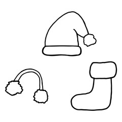 Vector illustration of collection of santa claus clothes.