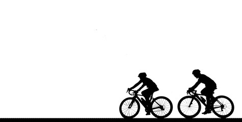 Fototapeta na wymiar Silhouette man and bike on white background