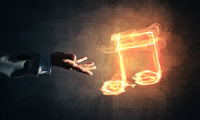 Music concept presented by fire burning icon