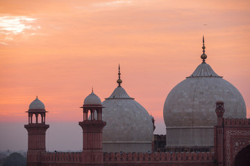 The Emperors Mosque - Badshahi Masjid at sunset