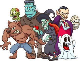 Classic Halloween monsters. Vector clip art illustration with simple gradients. All in a single layer. © Memoangeles
