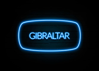 Gibraltar  - colorful Neon Sign on brickwall