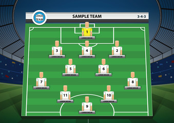 Fototapeta premium graphic football team starting lineup squad
