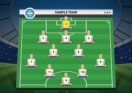 graphic football team starting lineup squad