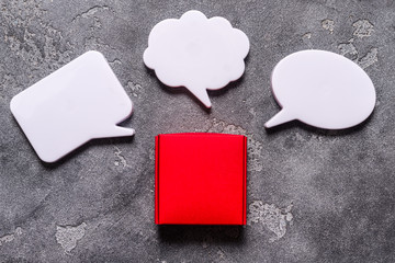 Carton gift box with dialogue bubble