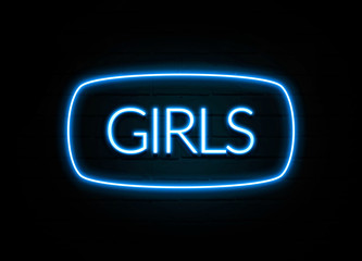 Girls  - colorful Neon Sign on brickwall