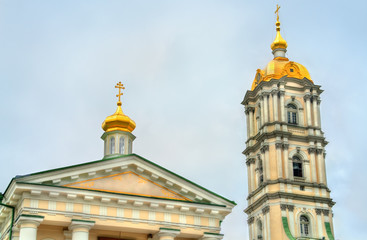 Bell tower of Holy Dormition Pochayiv Lavra in Ternopil Oblast, Ukraine