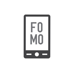 FOMO Icon - Fear of Missing Out Trendy Modern Acronym - Social Media