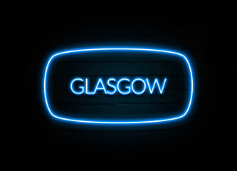 Glasgow  - colorful Neon Sign on brickwall