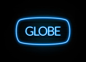 Globe  - colorful Neon Sign on brickwall