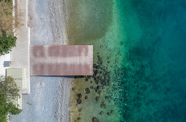 Aerial drone view of pier