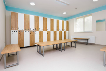 Interior of gym locker room