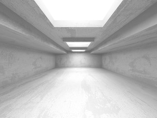 Dark basement empty room interior. Concrete walls