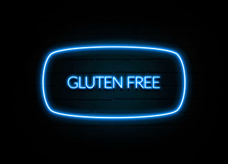 Gluten Free  - colorful Neon Sign on brickwall