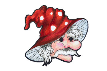 Cute cartoon old man mushroom