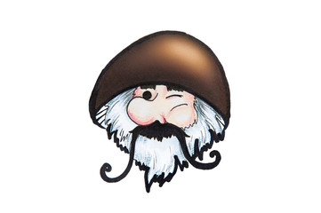 Cute cartoon old man mushroom